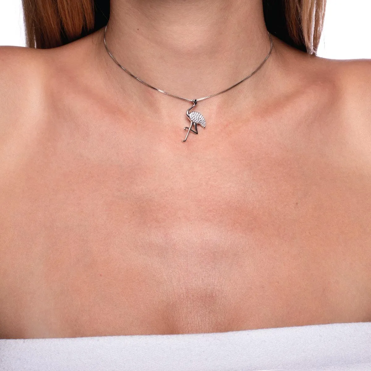 Aruba | .925 Sterling Silver | Crystal Flamingo Infinity Clasp Necklace