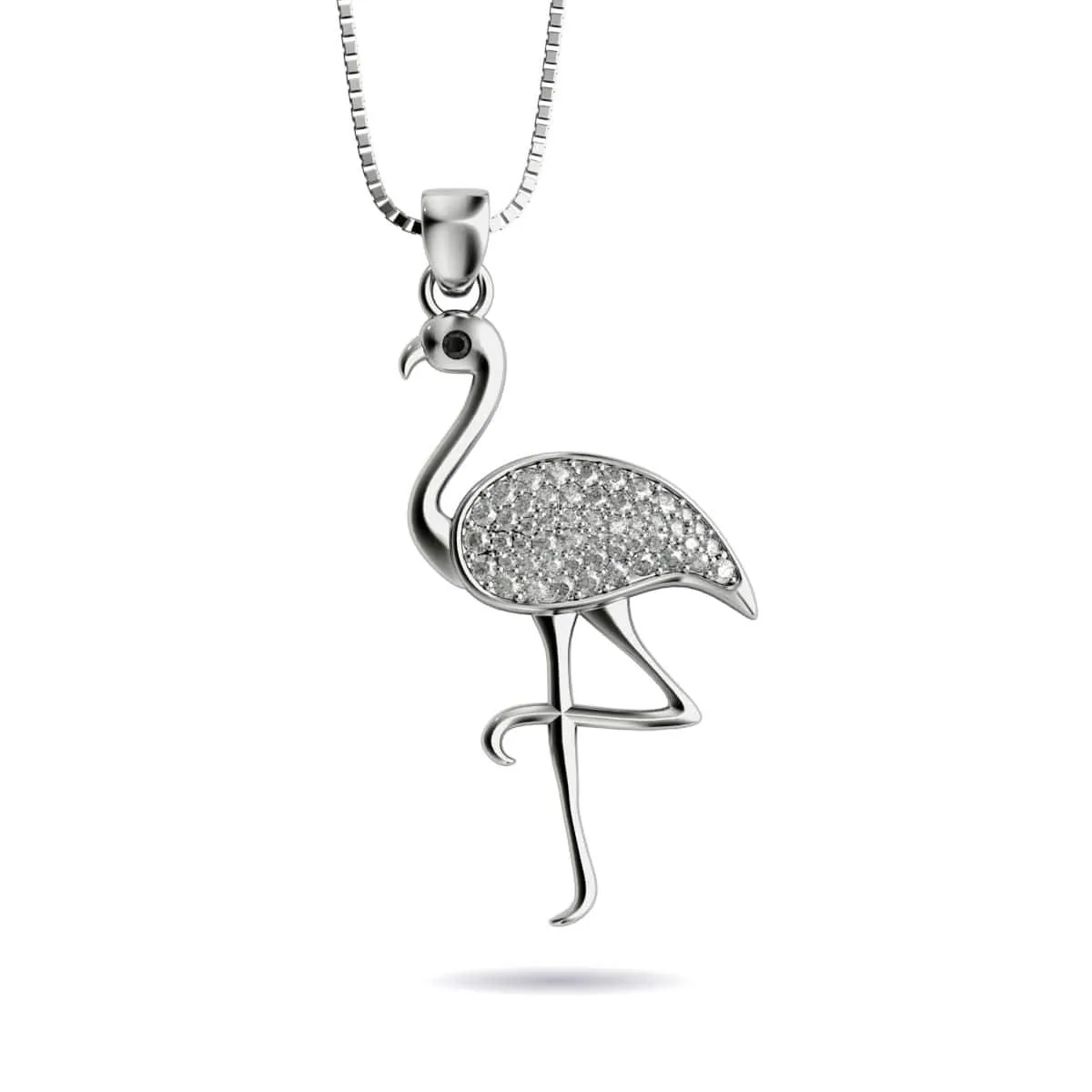 Aruba | .925 Sterling Silver | Crystal Flamingo Infinity Clasp Necklace
