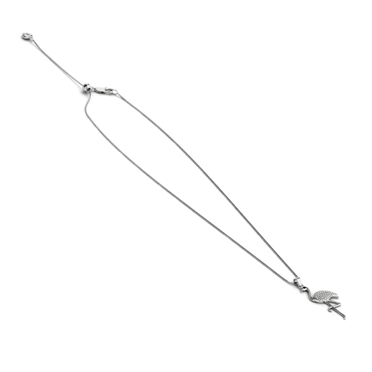 Aruba | .925 Sterling Silver | Crystal Flamingo Infinity Clasp Necklace