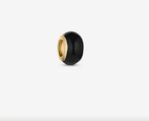 Astra Black Enamel Bead Charm - 14K Gold Plated