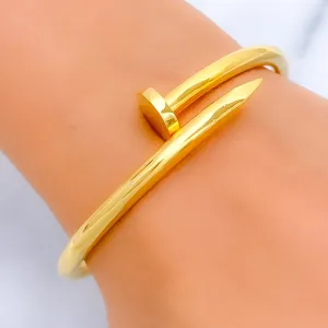 Attractive 21K Gold Thick Nail Bangle Bracelet