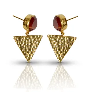 Aurora Orange Triangle Gold Earrings
