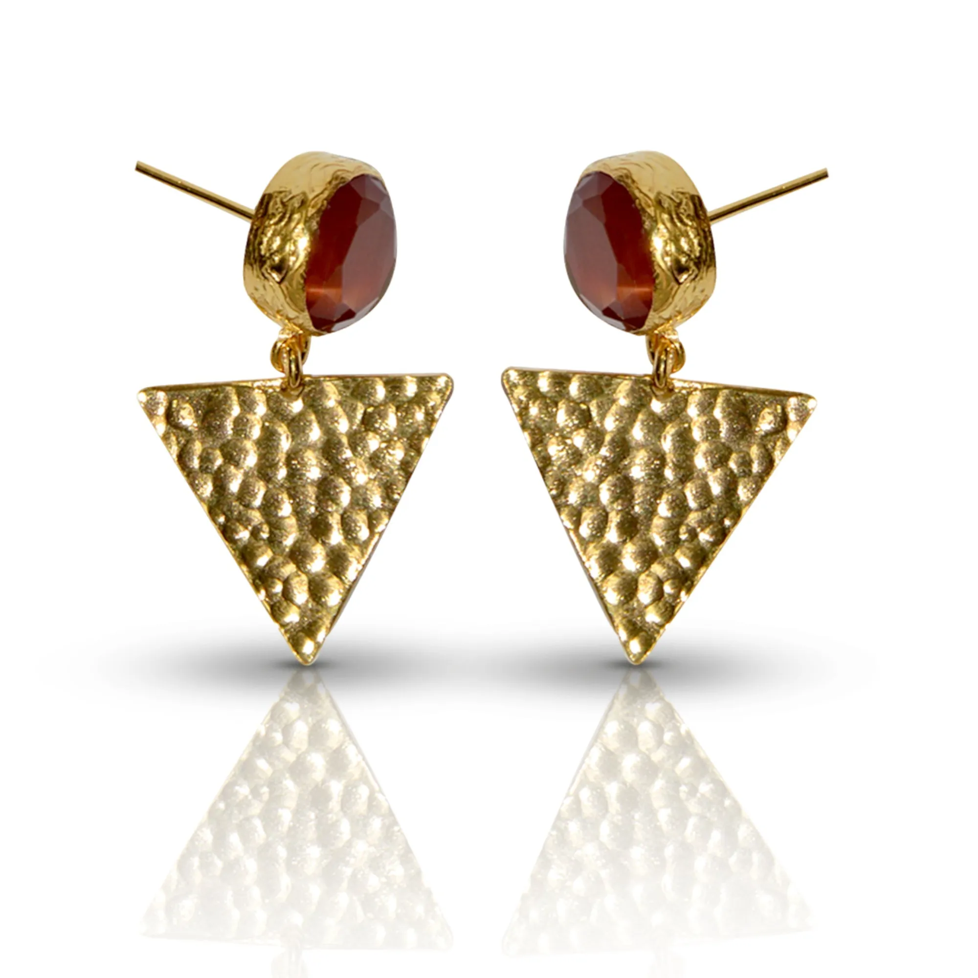 Aurora Orange Triangle Gold Earrings