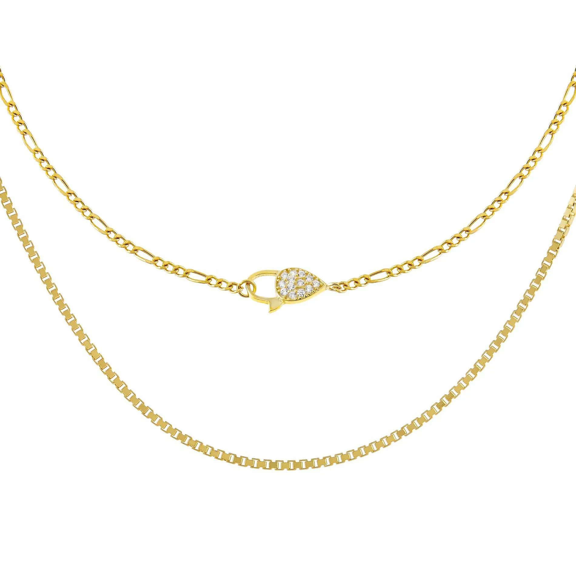 Baby Clasp X Box Chain Necklace Combo Set