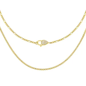 Baby Clasp X Box Chain Necklace Combo Set
