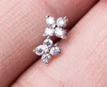 Baby Earrings:  Sterling Silver Clear CZ Flowers 4mm Age 3 months - 3