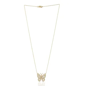 Baguette Cut Diamond Butterfly Choker Necklace In 18K Yellow Gold