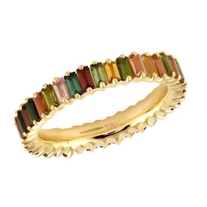 Baguette Tourmaline Full Eternity Band Ring In 18k Gold