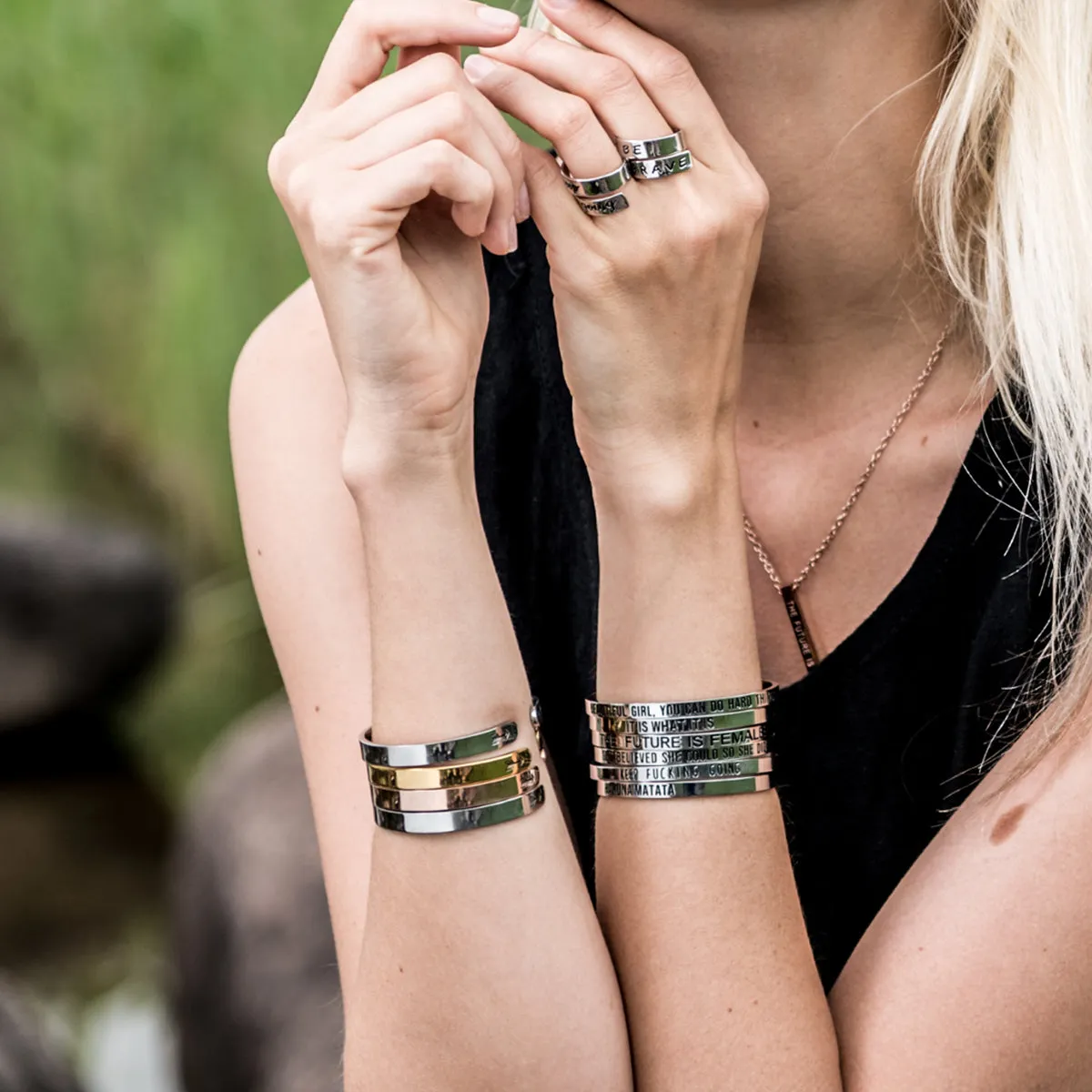 Be Brave Mantra Bracelet Inspirational Jewellery Motivational Message Cuff Bangle
