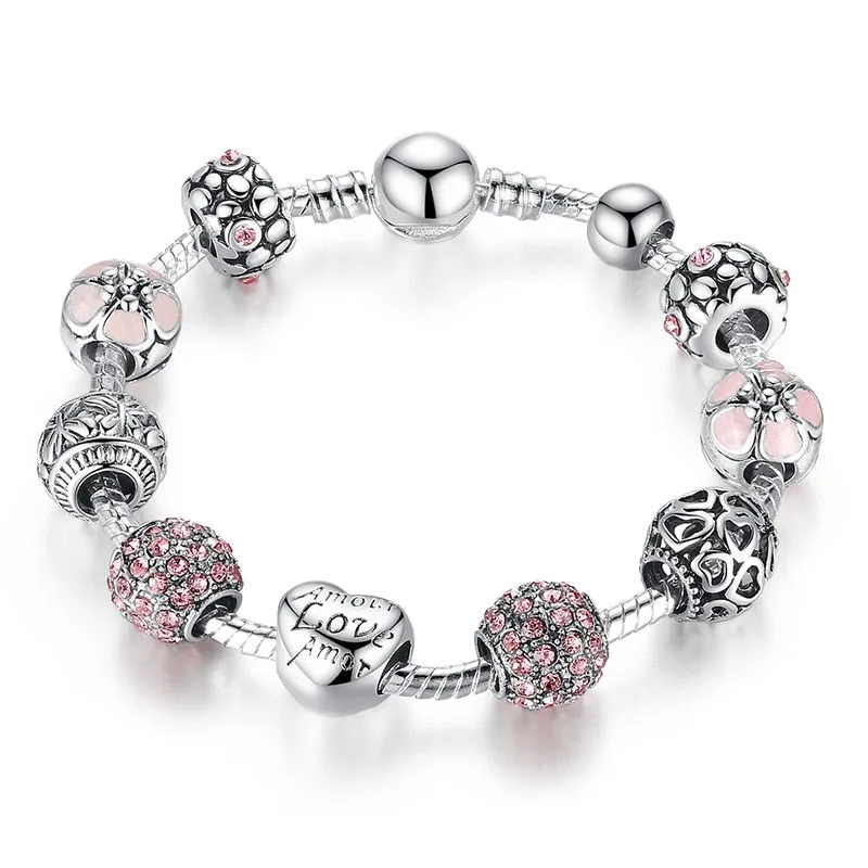 Beautiful Silver Plated Charm Bracelet & Bangle