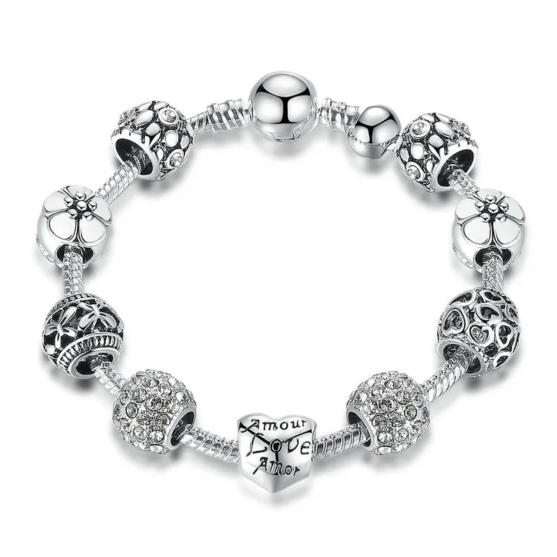 Beautiful Silver Plated Charm Bracelet & Bangle