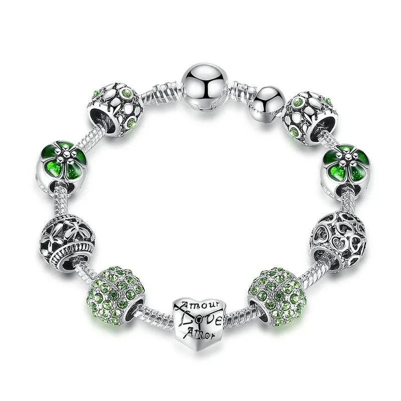 Beautiful Silver Plated Charm Bracelet & Bangle