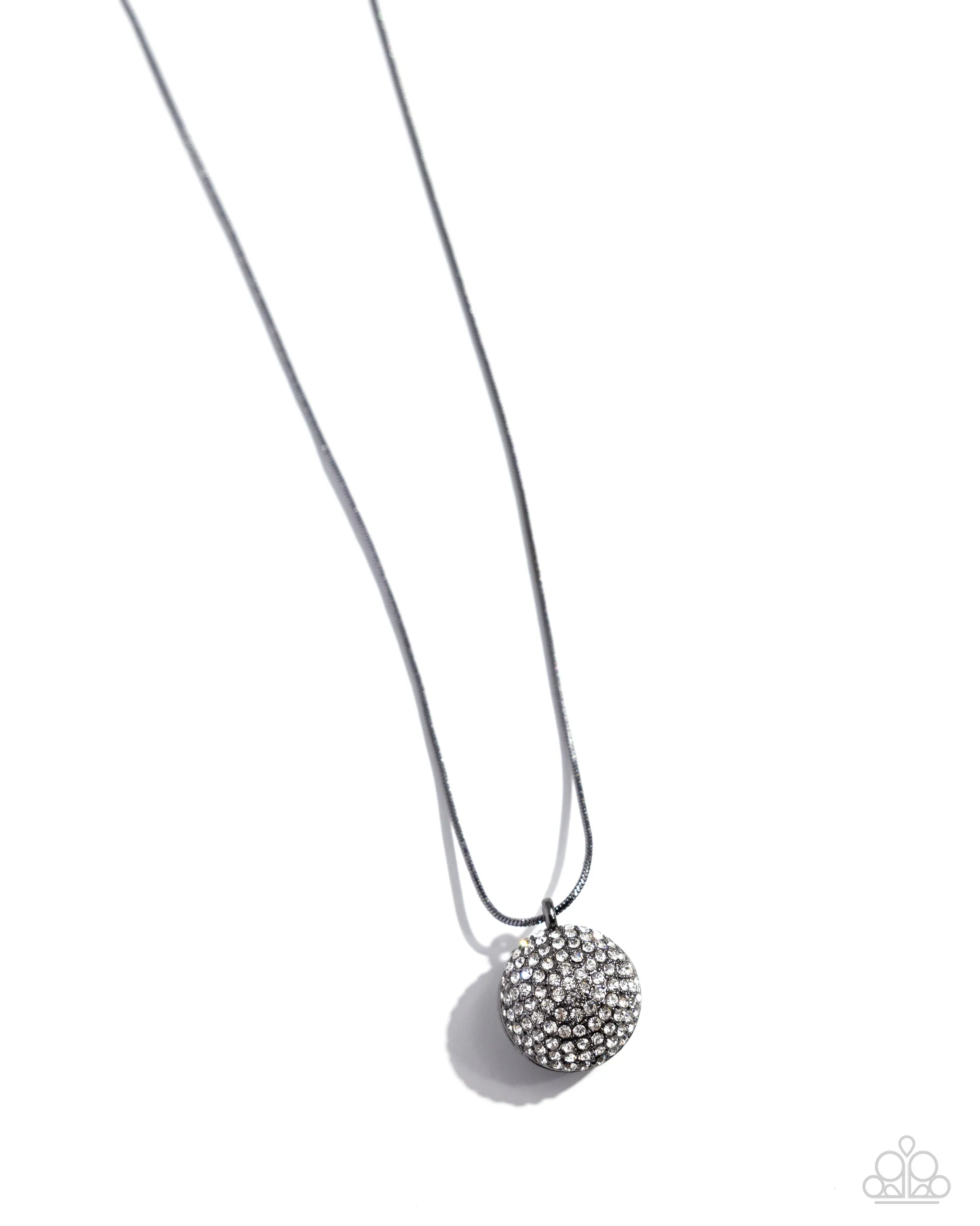 Bedazzled Bravado - Black - White Rhinestone Gunmetal Sphere Paparazzi Short Necklace