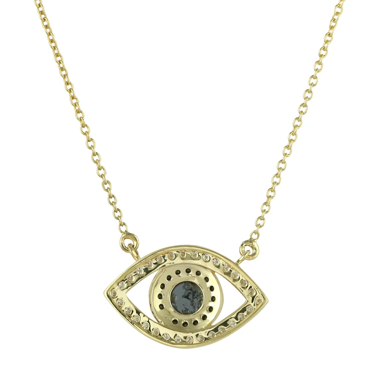 Black And White Diamond Evil Eye Choker Necklace In 14K Yellow Gold