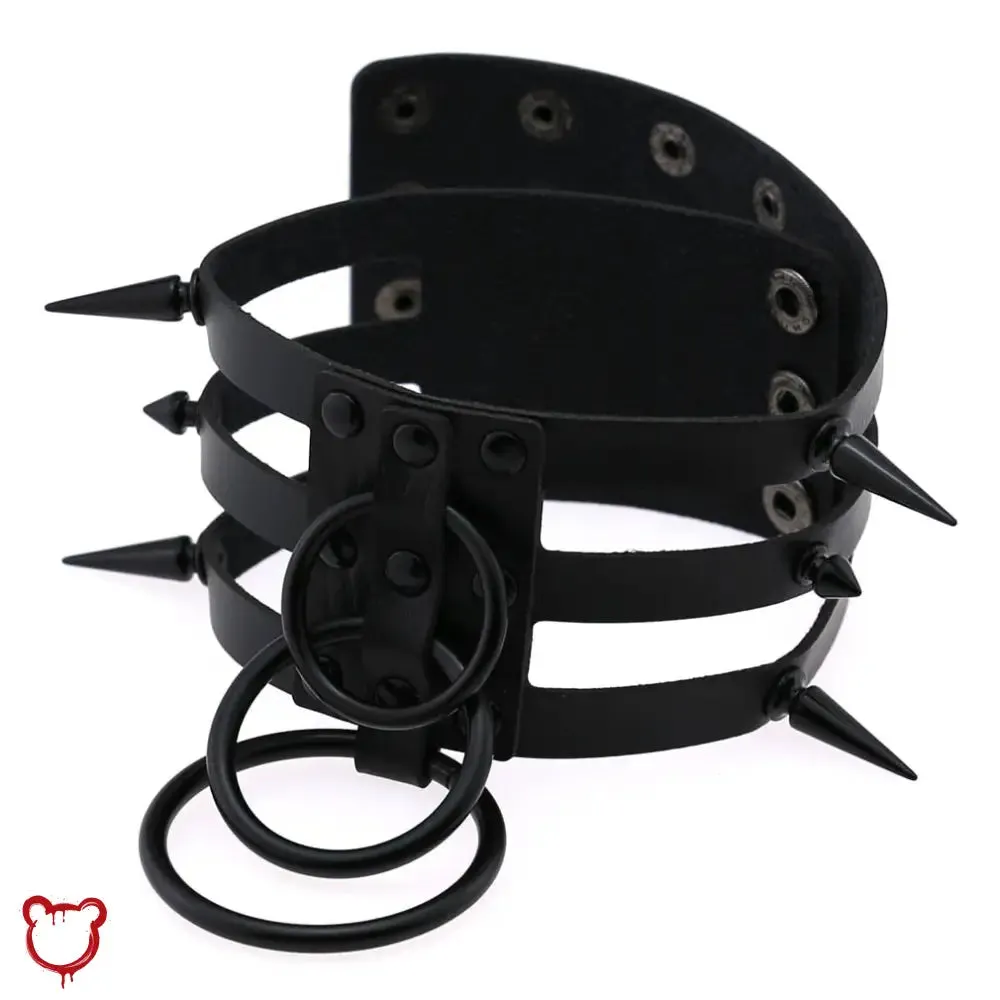 Black Choker with Triple Rings
