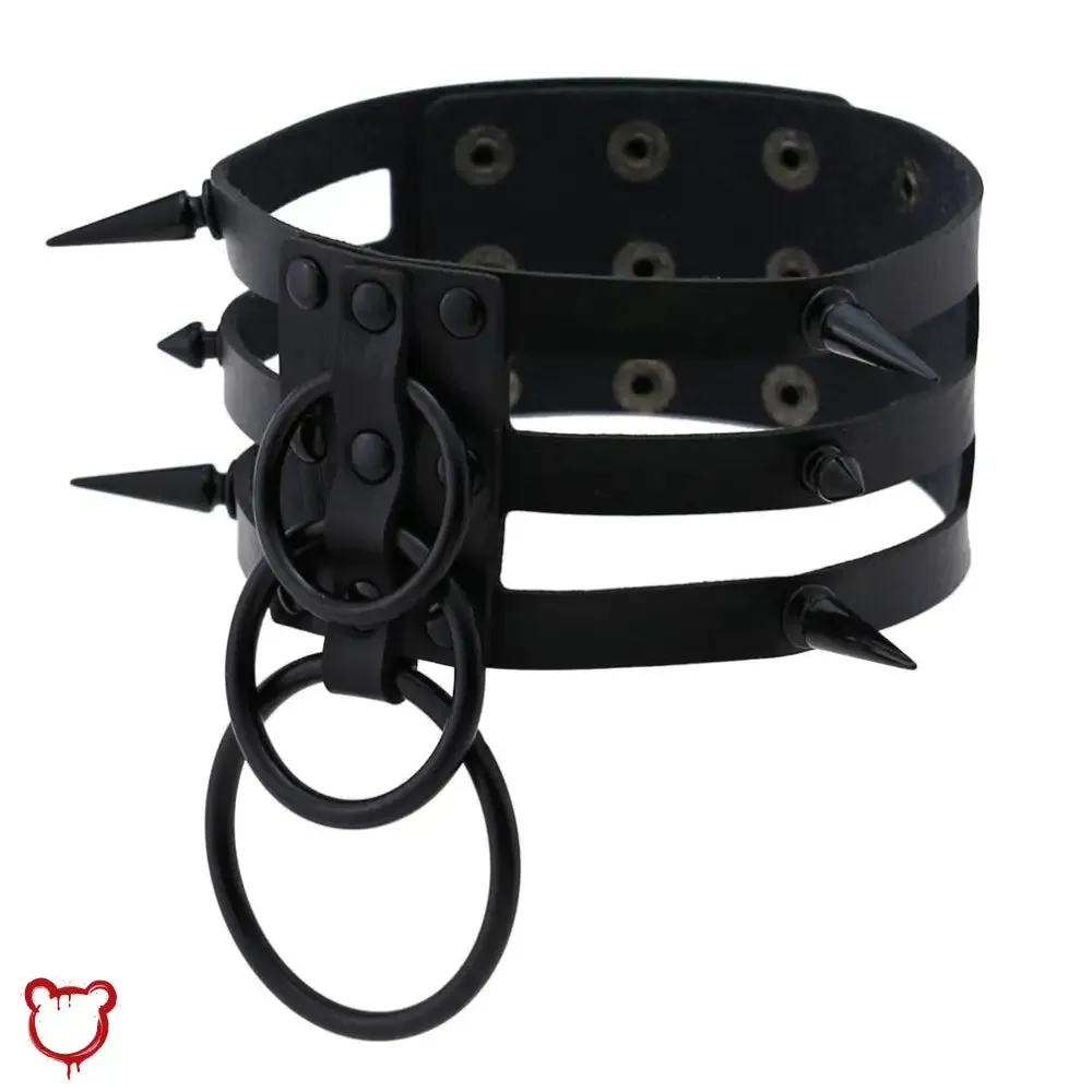 Black Choker with Triple Rings