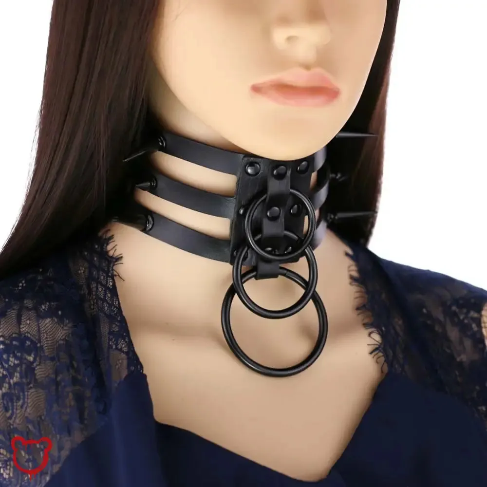 Black Choker with Triple Rings