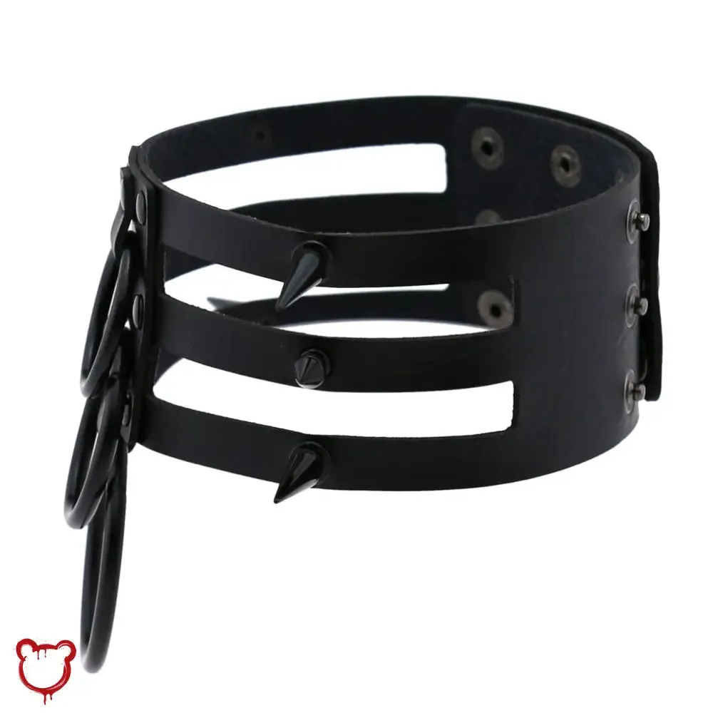 Black Choker with Triple Rings