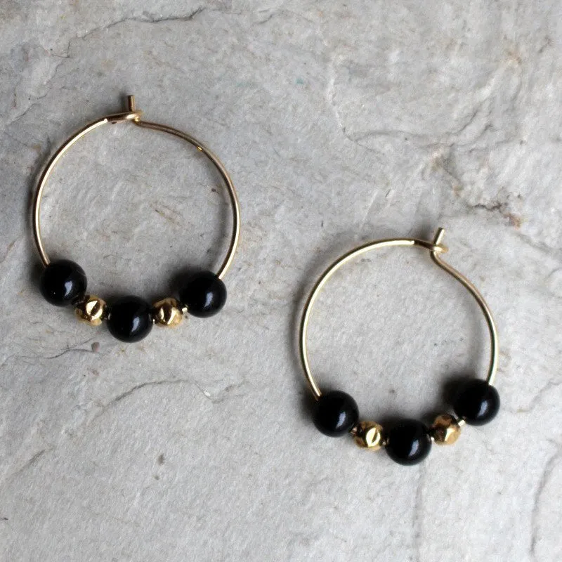 Black Onyx Hoop Earrings - Drama Queen.