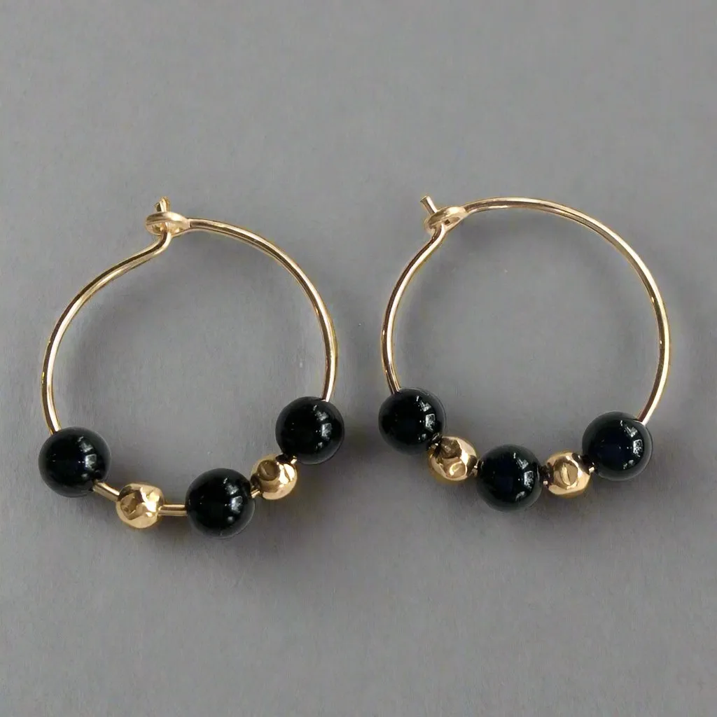 Black Onyx Hoop Earrings - Drama Queen.
