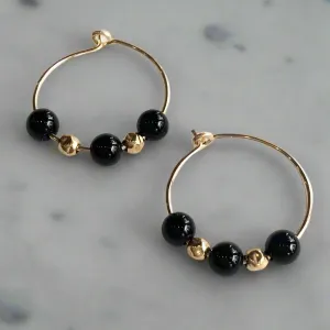 Black Onyx Hoop Earrings - Drama Queen.