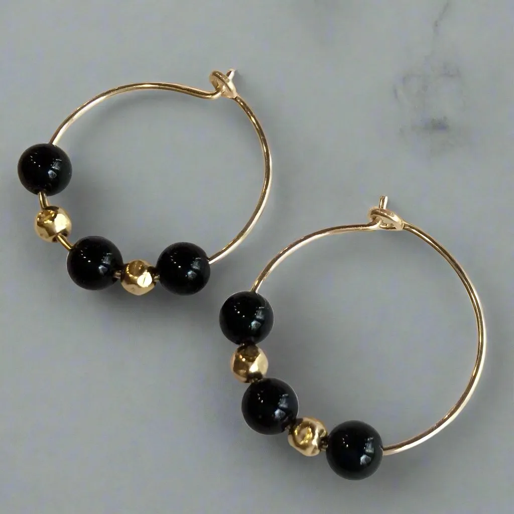 Black Onyx Hoop Earrings - Drama Queen.