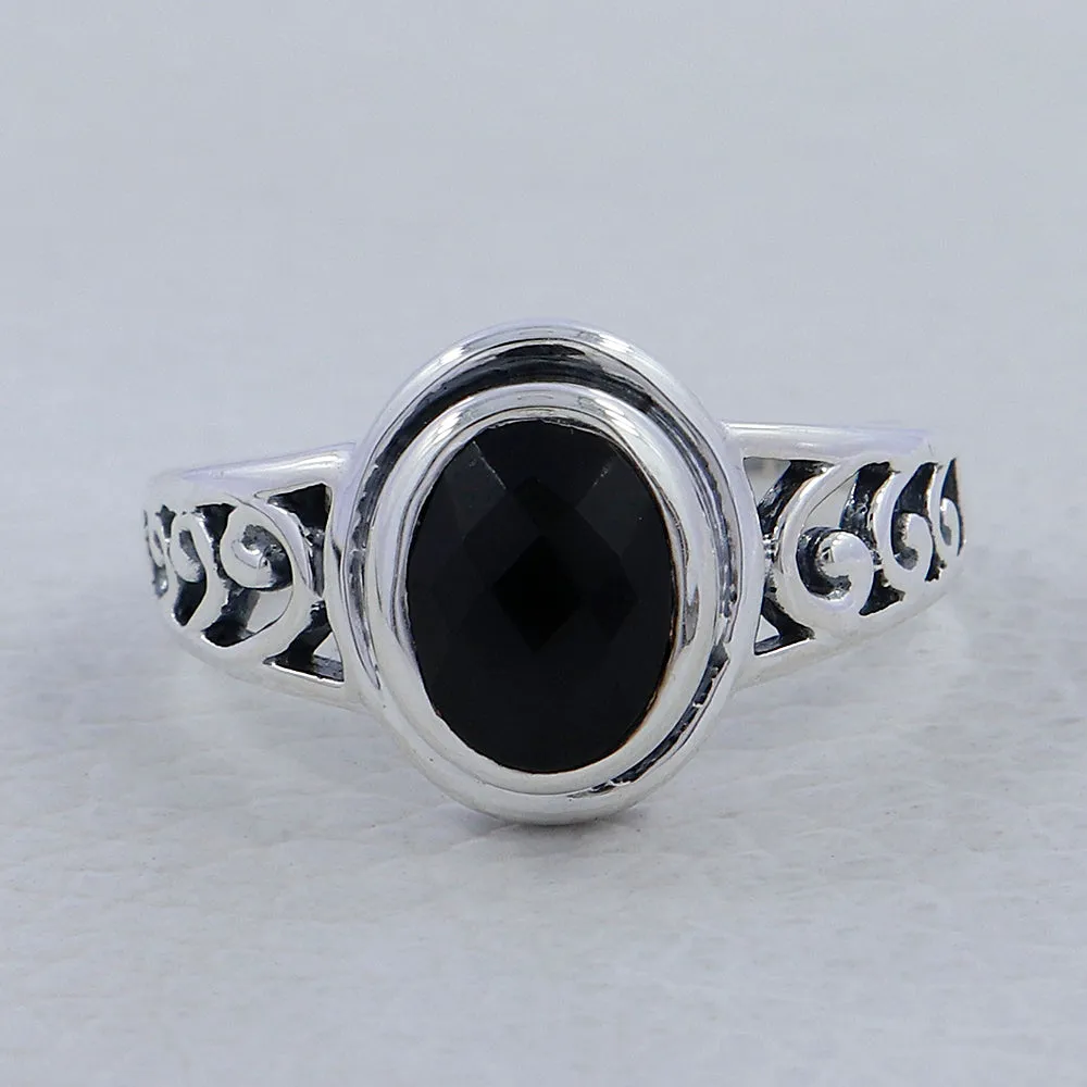 Black Onyx Silver Rings