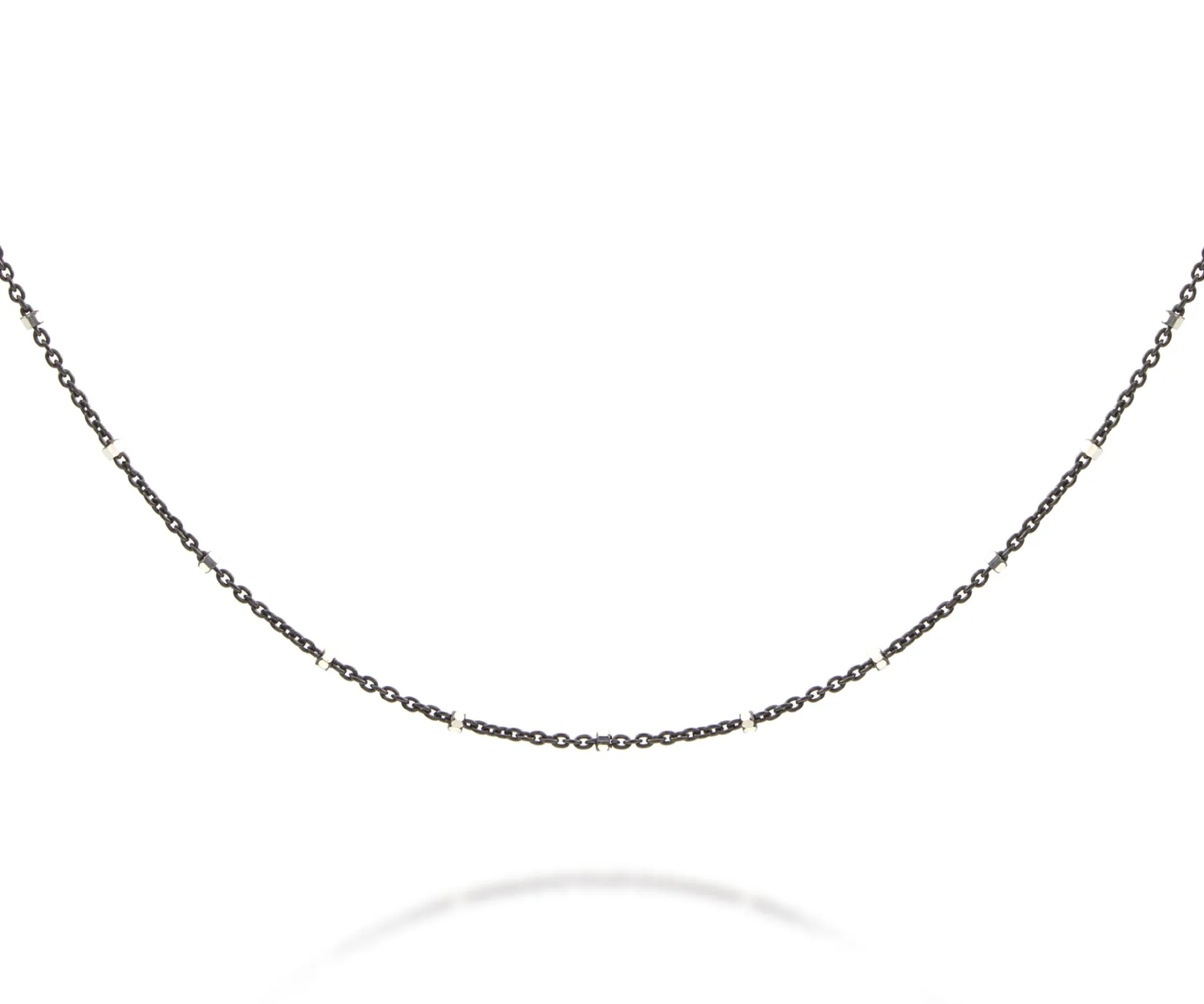 Black Rhodium and Silver Beaded Cable Chain