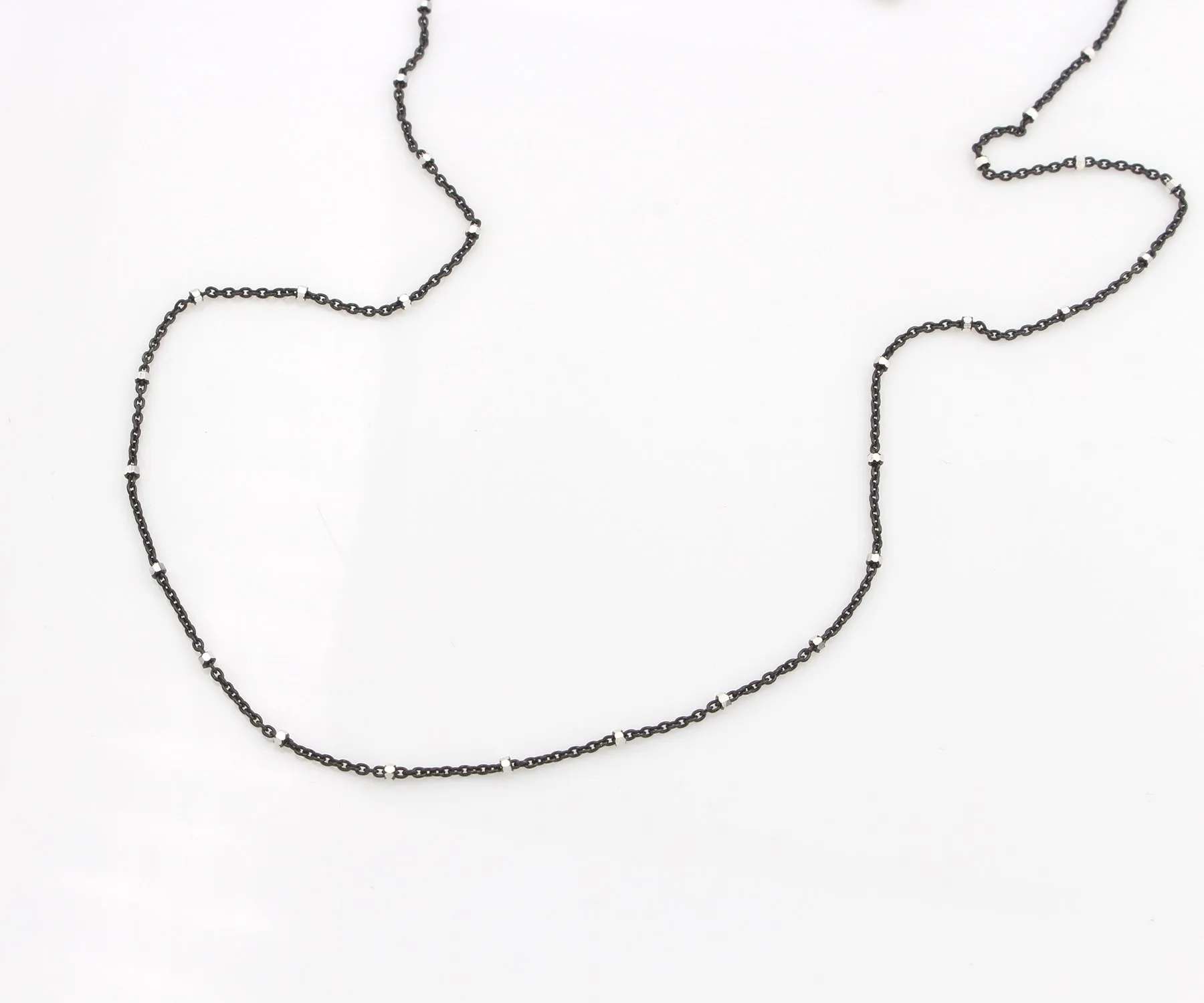 Black Rhodium and Silver Beaded Cable Chain