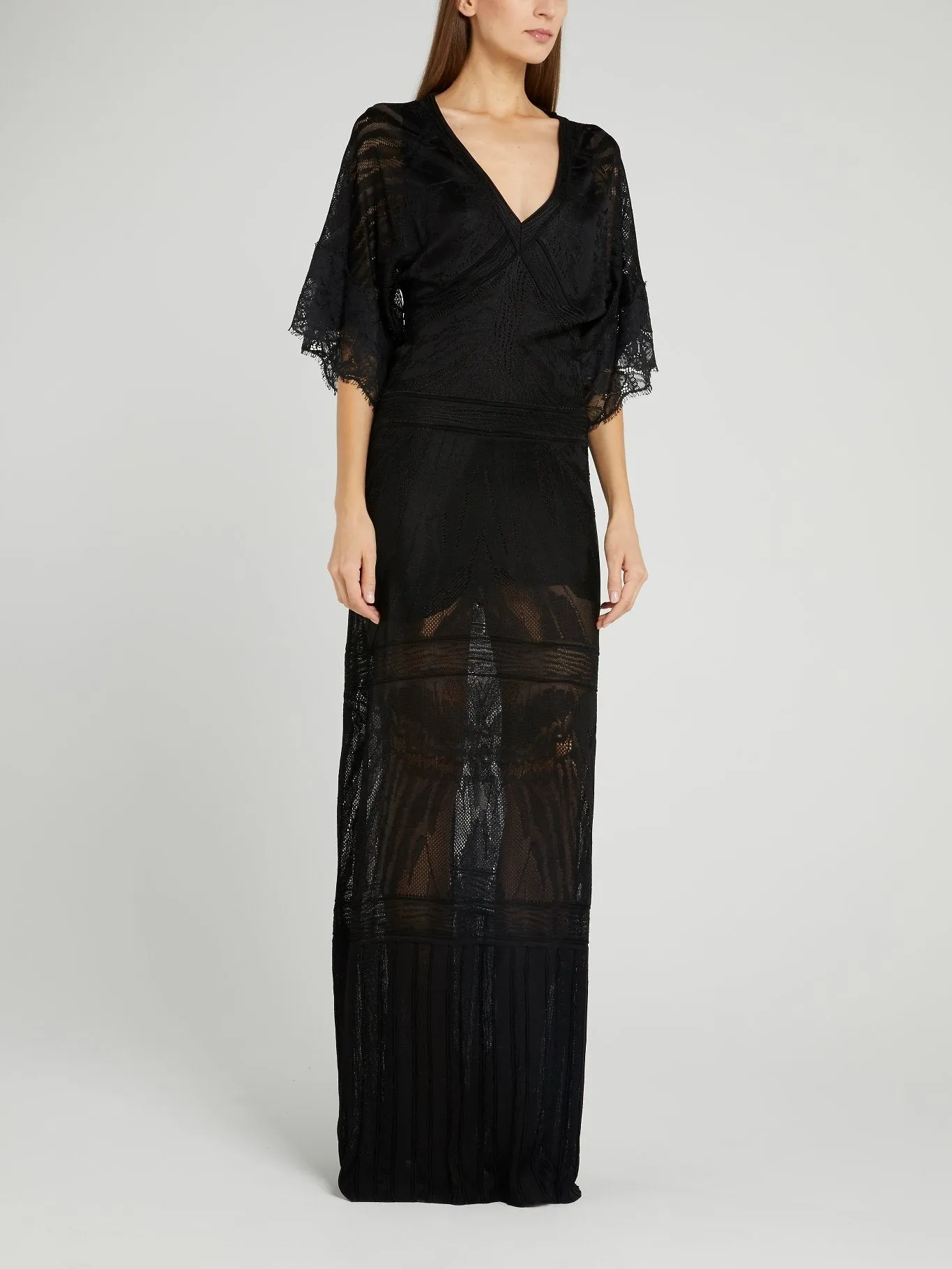 Black Tunnel Lace Maxi Dress