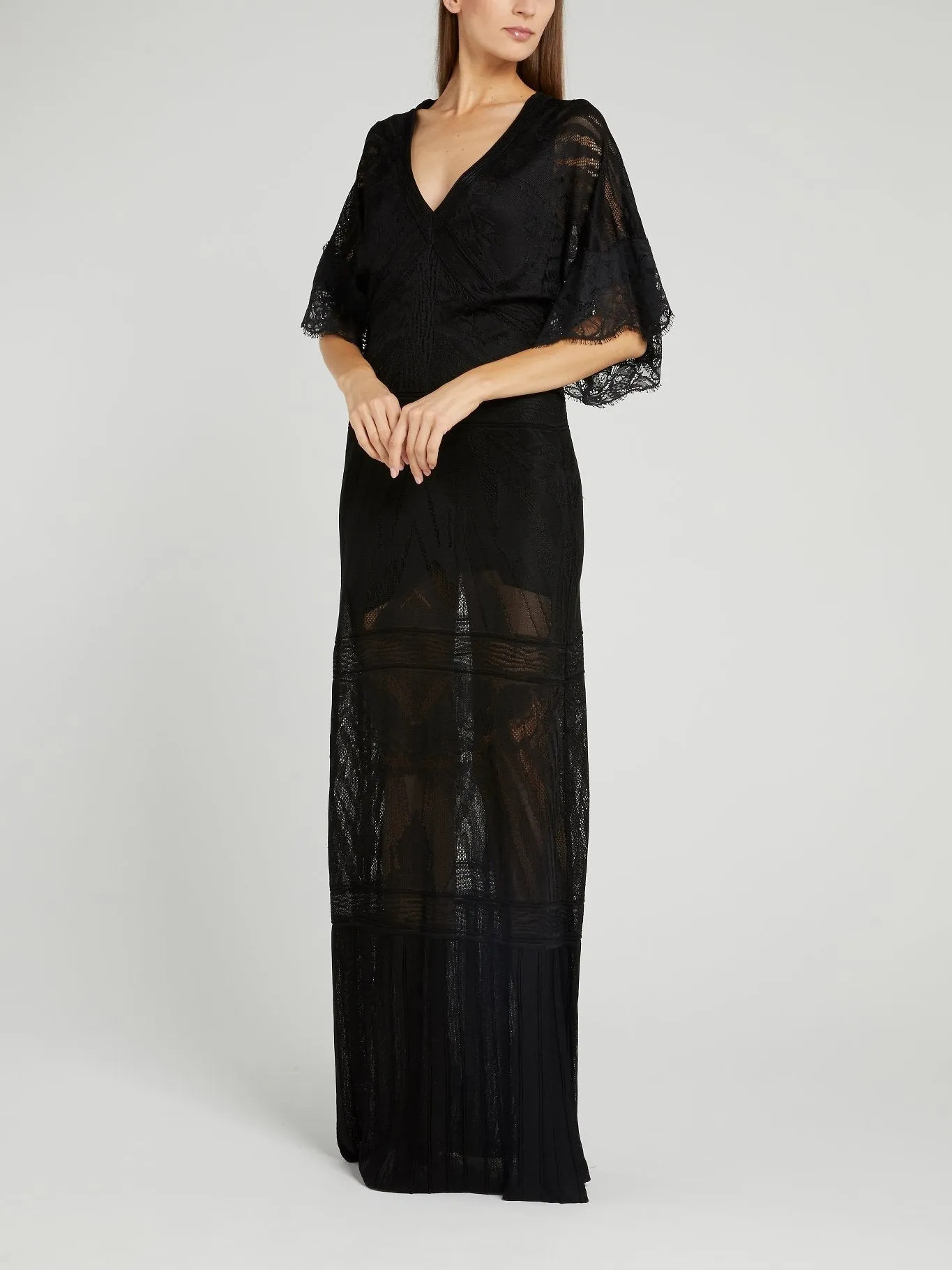 Black Tunnel Lace Maxi Dress