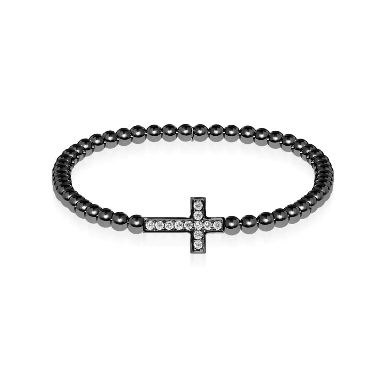 Blessed | Gunmetal | Crystal Cross Charm Bracelet
