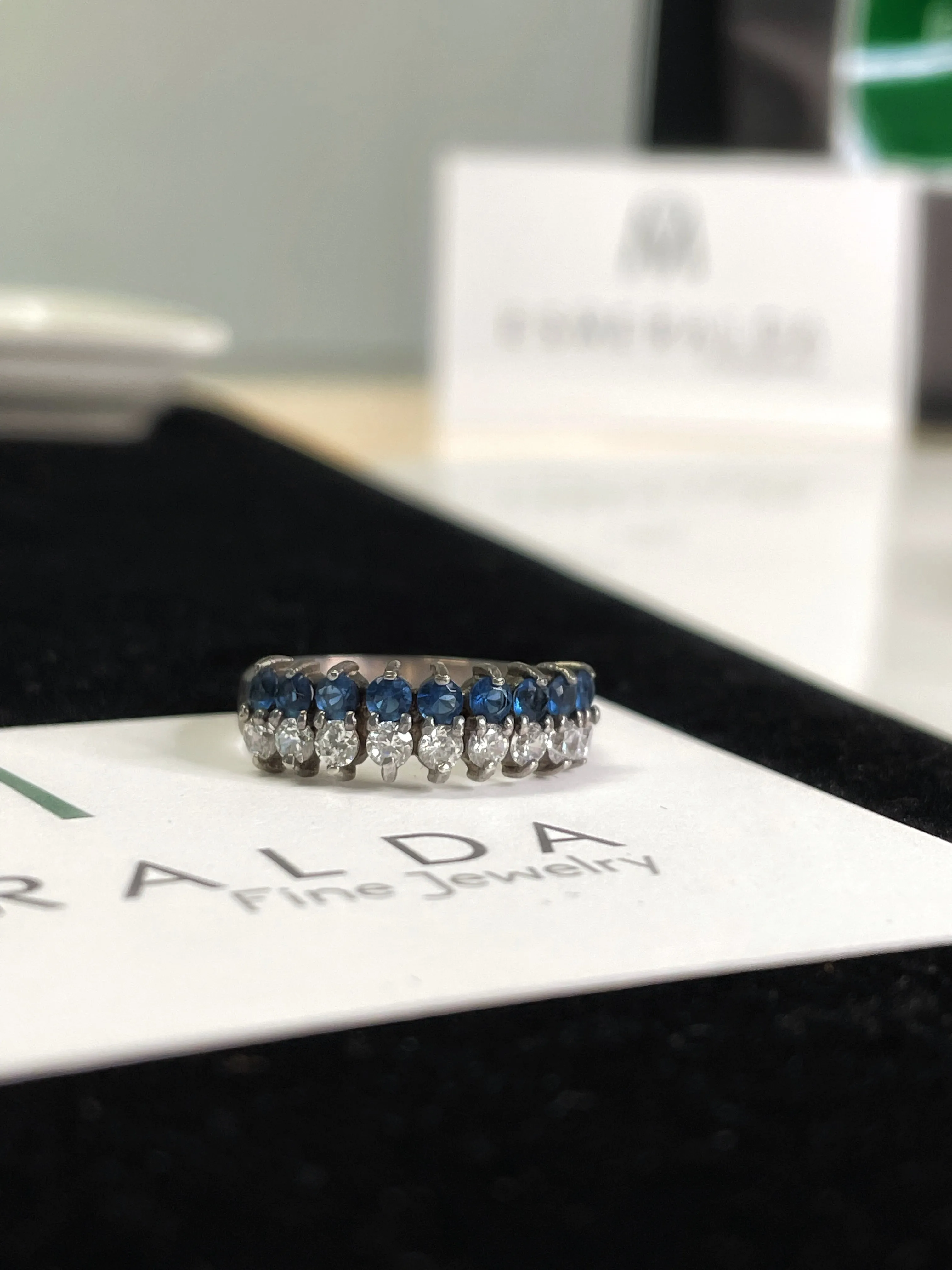 Blue & White Gemstone Ring
