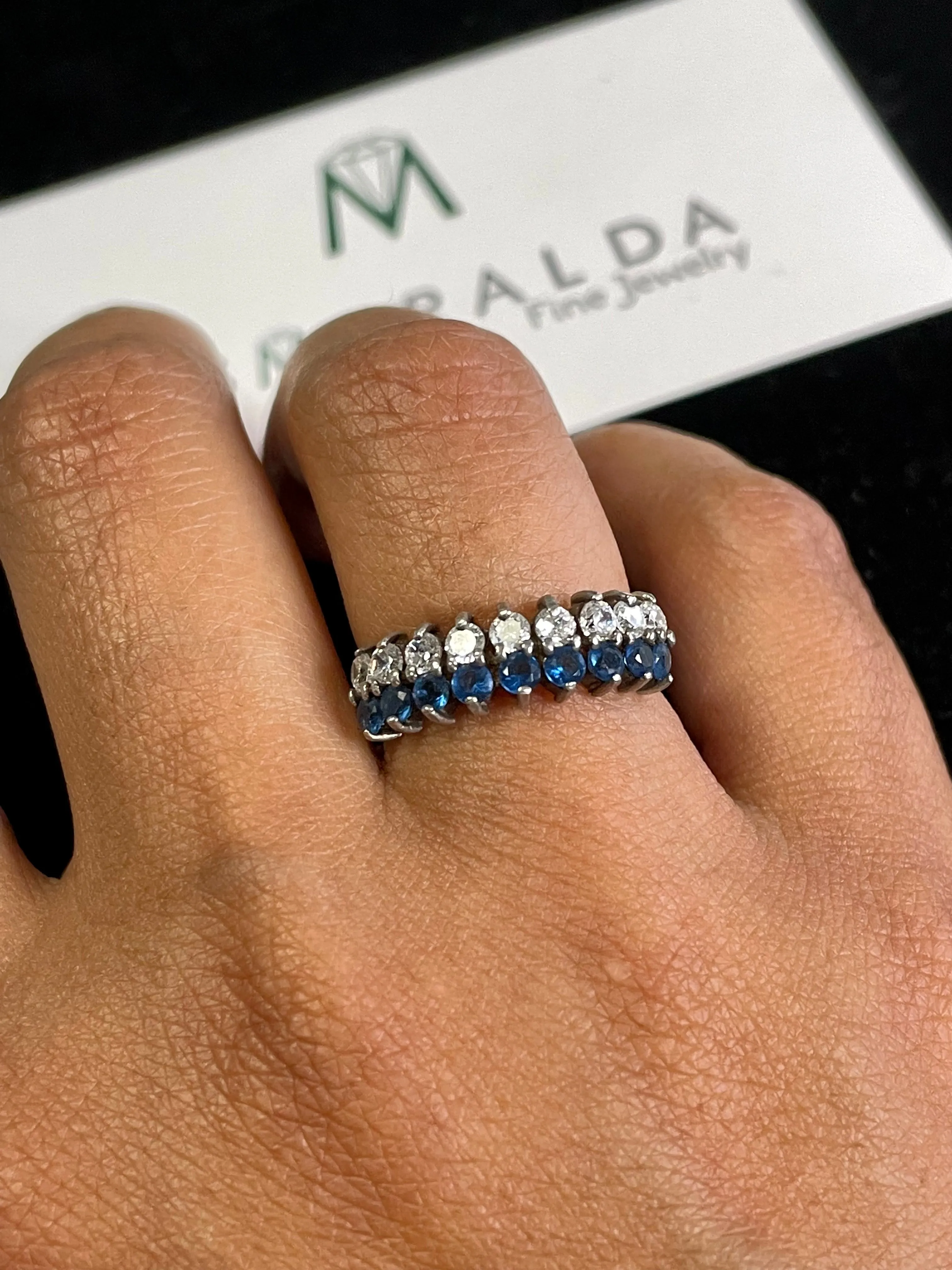 Blue & White Gemstone Ring
