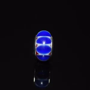 Blue And White Striped Murano Charm Bead