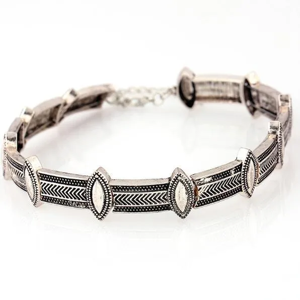 Bohemian Choker Silver Marquise Metallic Stones Gypsy Vibes Great For Stacking Necklaces And For Free Spirited Festival People
