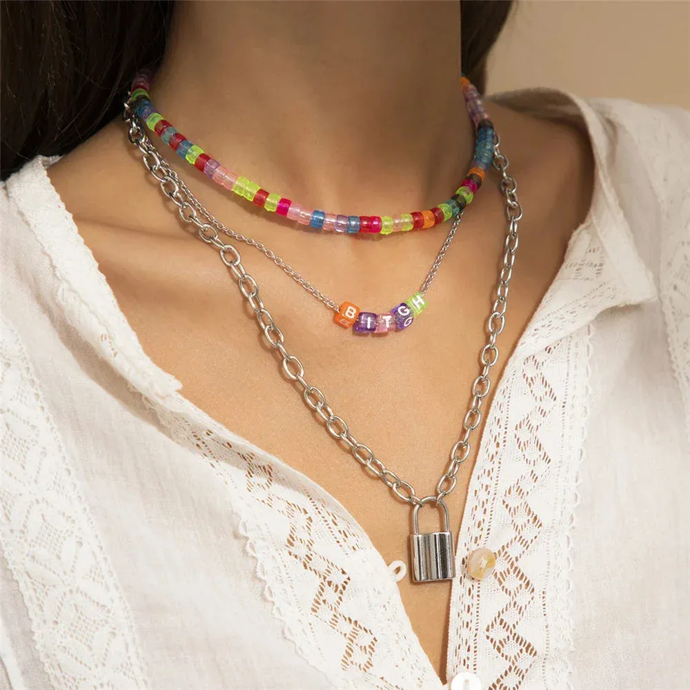 Boho Choker Simple Vintage Red Heart Shape Necklace For Women Fashion Collar Beads Jewelry Party Gift