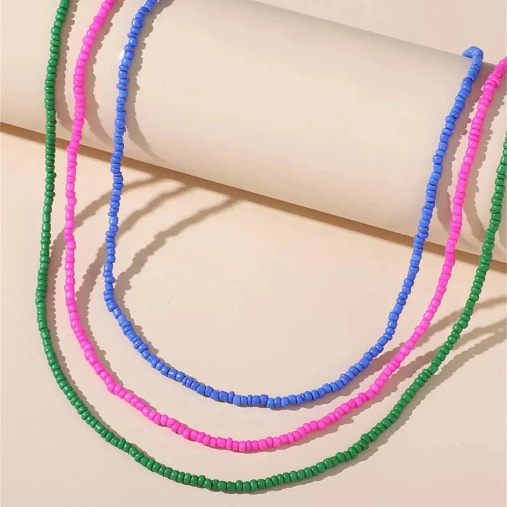 Boho Choker Simple Vintage Red Heart Shape Necklace For Women Fashion Collar Beads Jewelry Party Gift