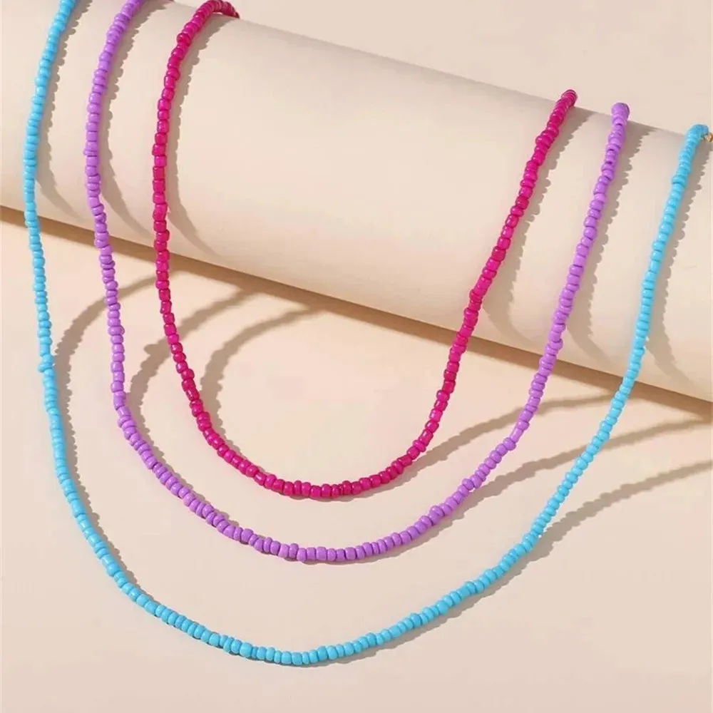 Boho Choker Simple Vintage Red Heart Shape Necklace For Women Fashion Collar Beads Jewelry Party Gift