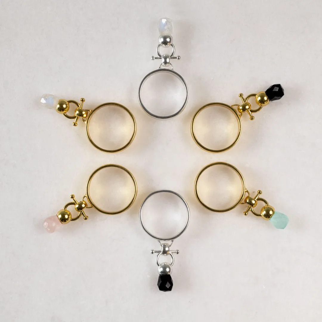 Brio - Aqua Chalcedony Gemstone Design and 14K Gold on Sterling Silver Horse Bit Ring