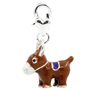 Brown Donkey Clip on Pendant for European Charm Jewelry w/ Lobster Clasp