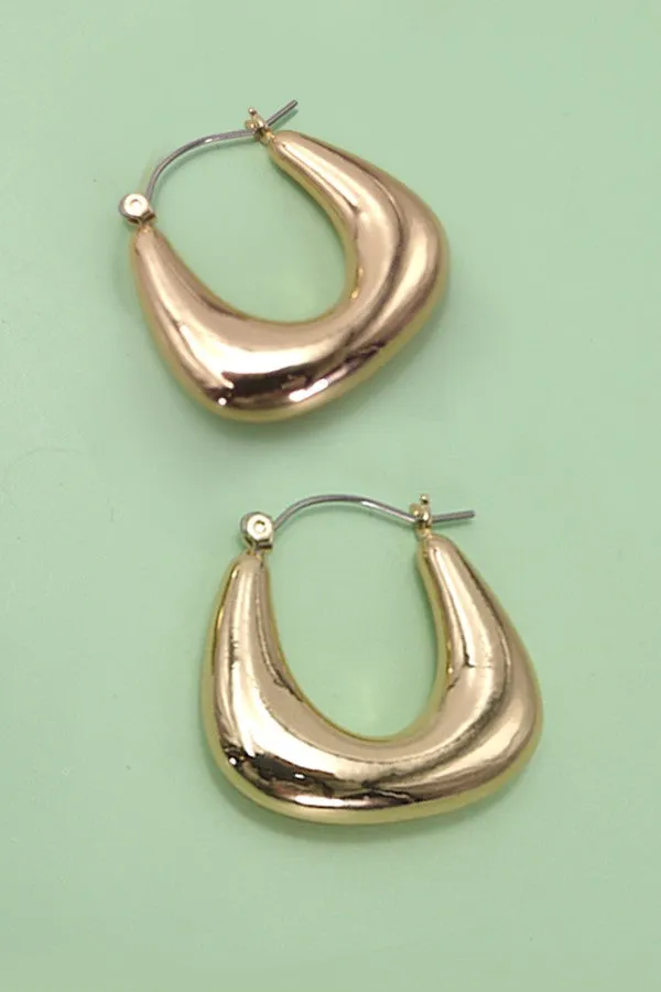 BUBBLE PUFFY U SHAPE TUBE HOOP EARRINGS | 10E40426054