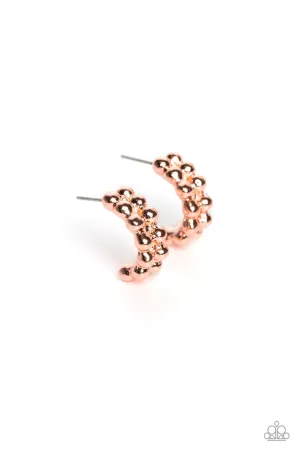 Bubbling Beauty - Copper - Studded Paparazzi Tiny Hoop Earrings