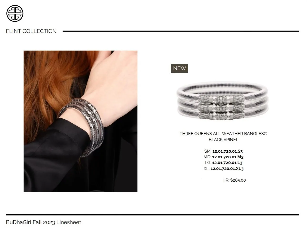 BuDhaGirl Black Spinel Three Queens All Weather Bangles