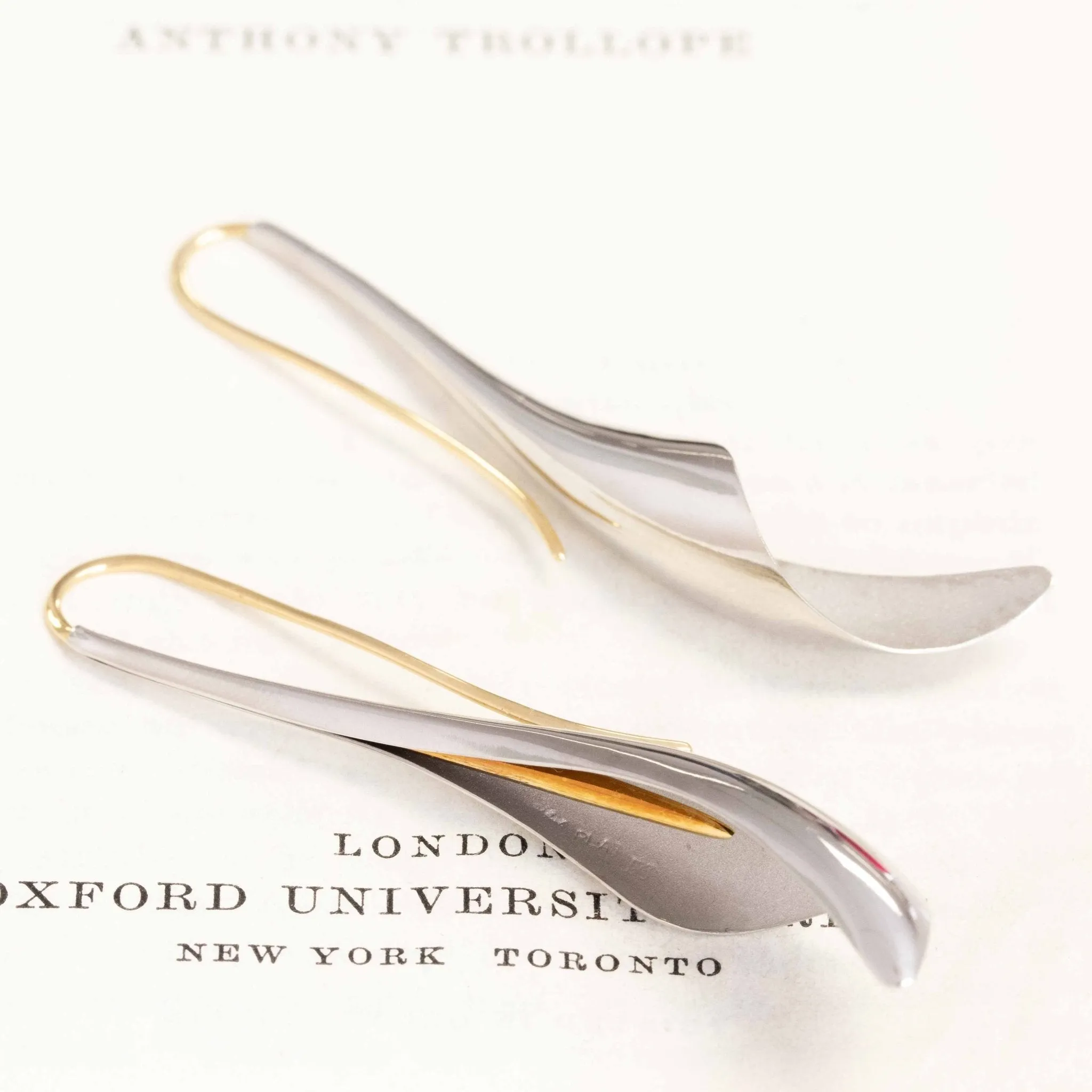 Calla Lily Platinum and Gold Earrings by Michael Good
