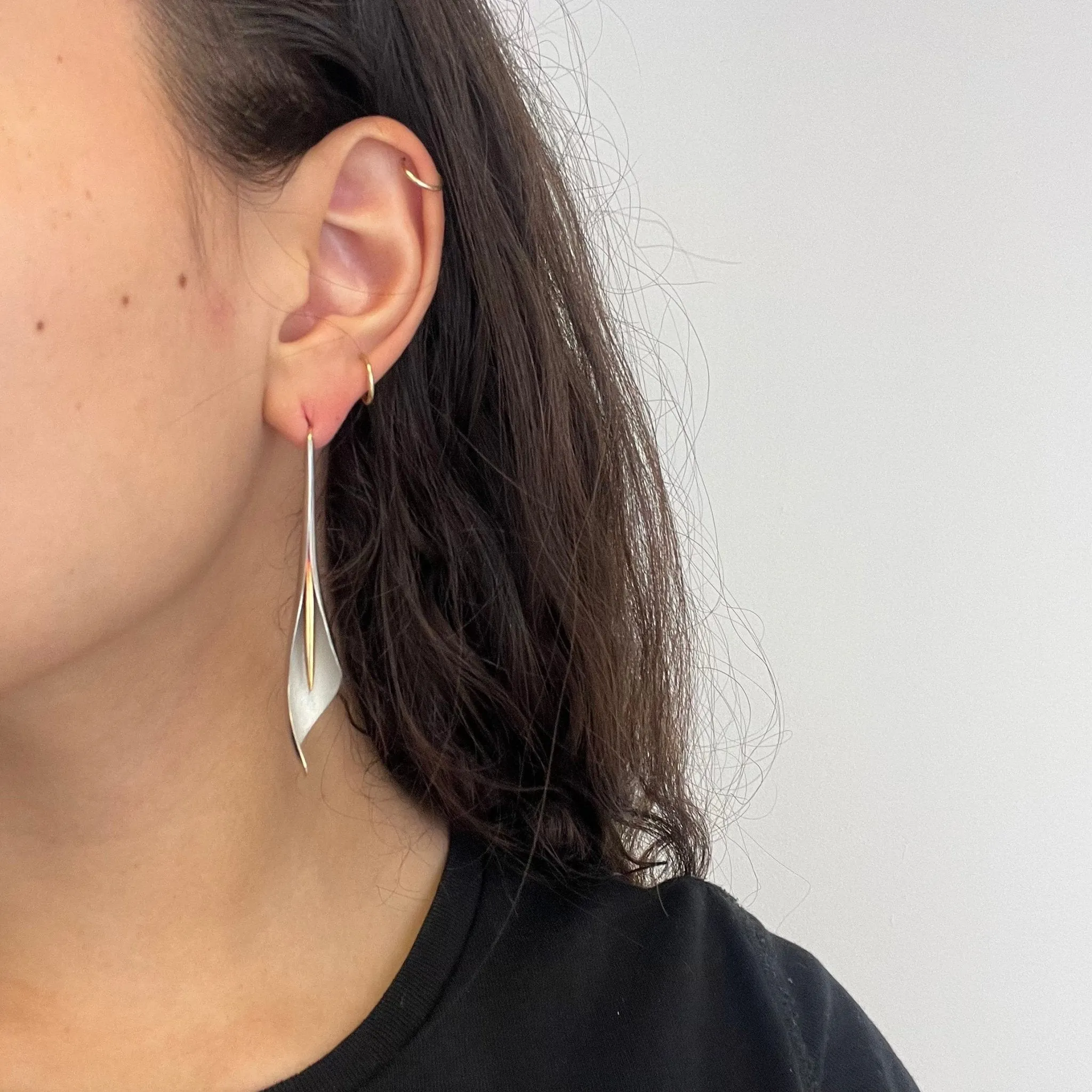 Calla Lily Platinum and Gold Earrings by Michael Good