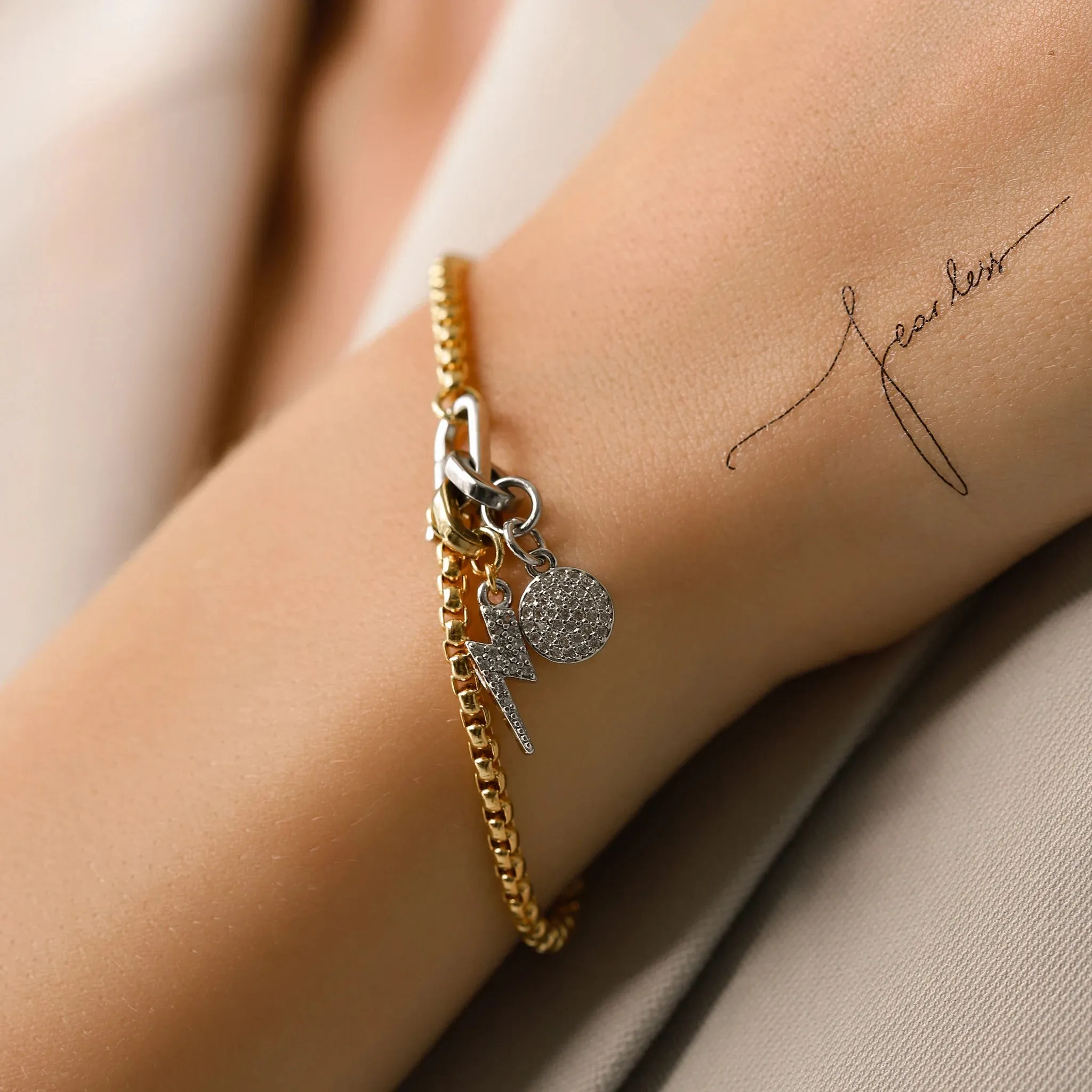 CAN OPENER LIGHTNING CHARM BRACELET