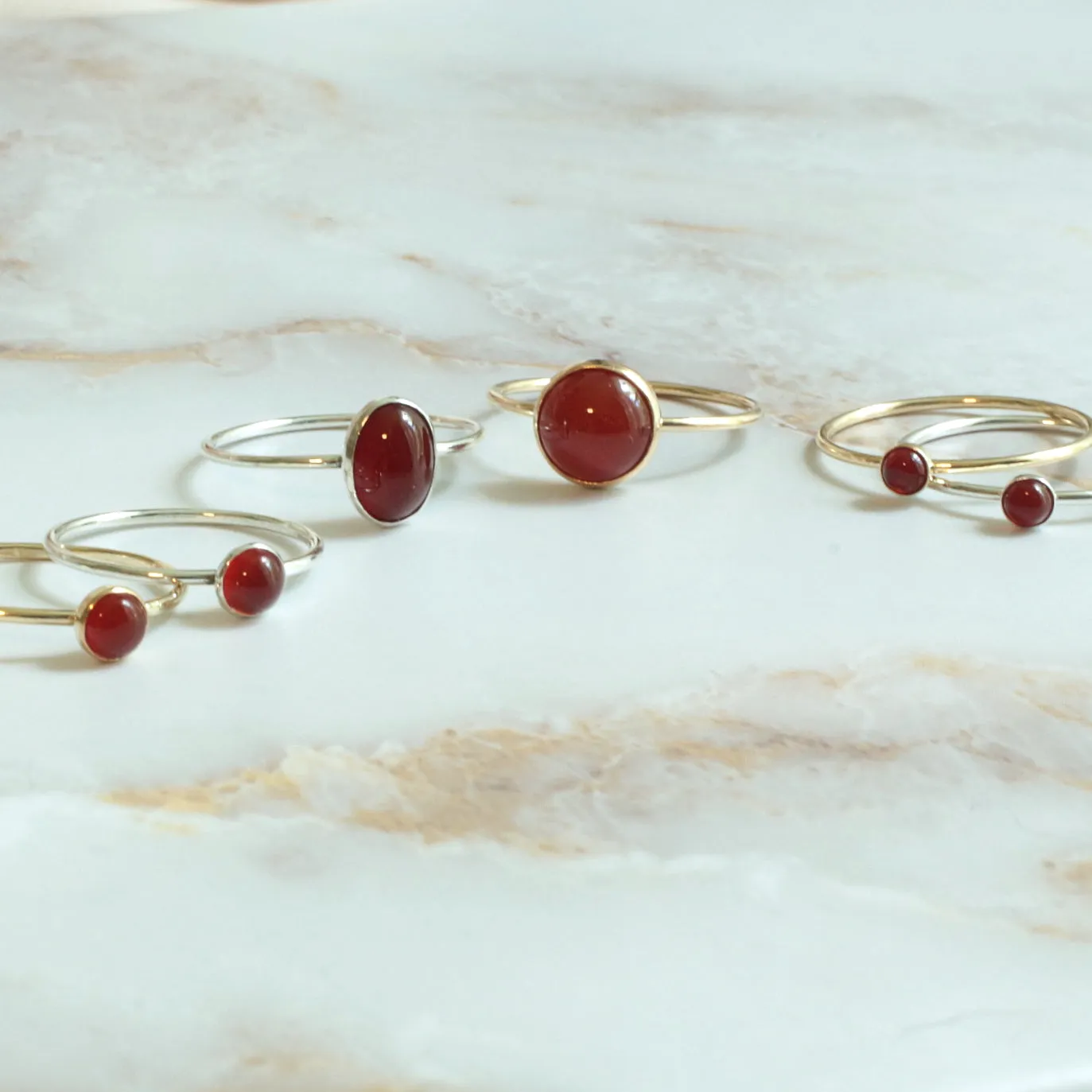 Carnelian Minimalist Dainty 3mm Ring
