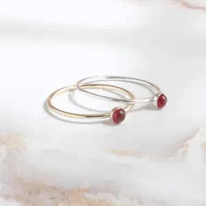 Carnelian Minimalist Dainty 3mm Ring