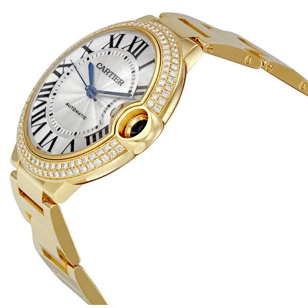 Cartier Ballon Bleu Silver Dial 18K Yellow Gold Men's Watch WE9007Z3